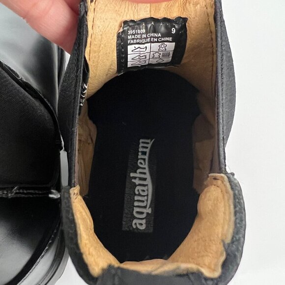 NWOT Aquatherm Bryanna Black Leather Pull On Water Resistant Chelsea Boots Sz 9 - Picture 12 of 16